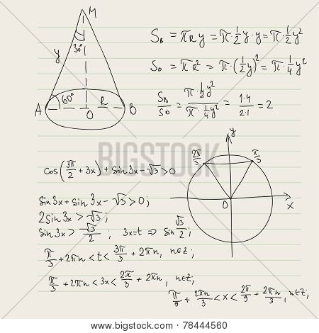 Vector pattern with mathematical formulas