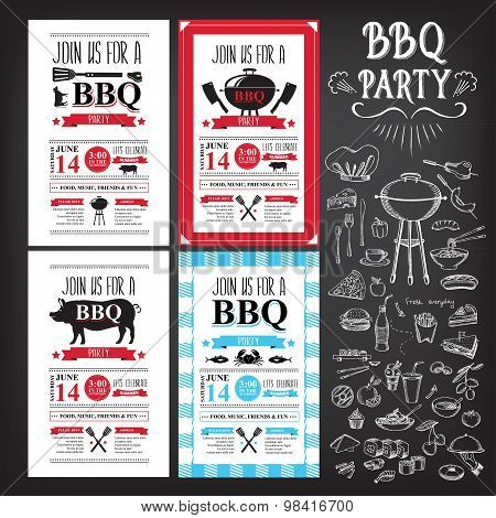 Barbecue Party Invitation. Bbq Template Menu Design. Food Flyer.