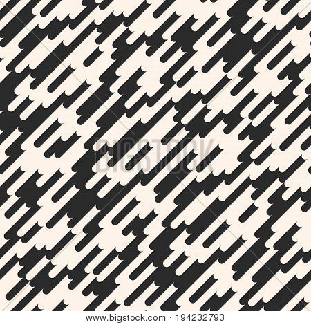 Seamless pattern. Monochrome diagonal rounded lines, contrast black & white texture. Modern endless abstract background. Design pattern, textile pattern, covers pattern, digital pattern, web pattern, package pattern, decor pattern, fabric pattern.