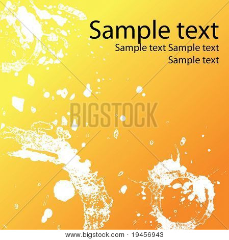 Abstract orange vector background with stains, blots, and ink splash