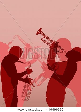 Illustrazione vettoriale del musicista jazz in ottone