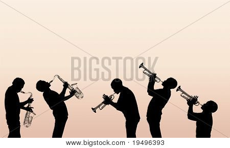 Illustrazione vettoriale del musicista jazz in ottone