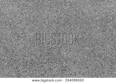 Seamless Asphalt Road Background. Grainy Floor Texture With Gravel Particles, Small Stones, Black, G