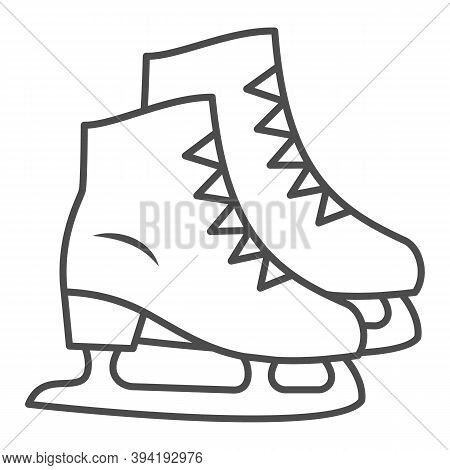 Skates Thin Line Icon, New Year Concept, Skating Sign On White Background, Ice Skate Icon In Outline