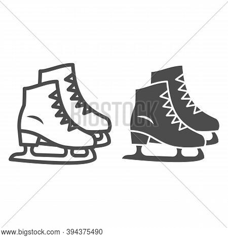 Skates Line And Solid Icon, New Year Concept, Skating Sign On White Background, Ice Skate Icon In Ou