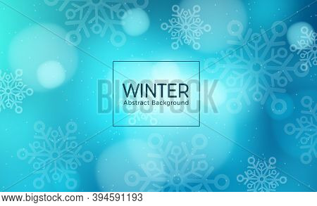 Winter Abstract Vector Template Design. Winter Abstract Background Text With Snowflakes Elements In 