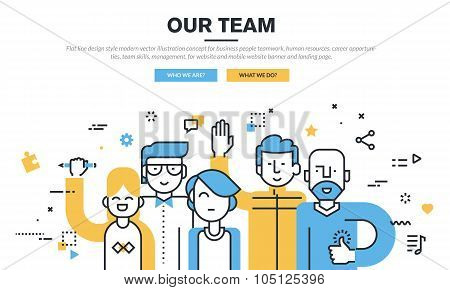 Flat line design style modern vector illustration concept for business people teamwork