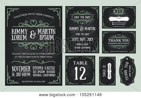 Vintage Wedding Invitation Chalkboard Design