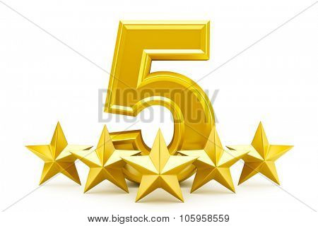 Five star rating - shiny golden stars