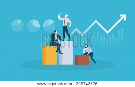 Team leader. Flat design business people concept for business success, business leader, reaching the goal. Vector illustration concept for web banner, business presentation, advertising material.