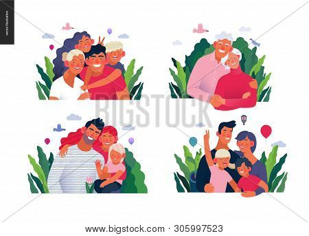 Medical Insurance Template -happy Family - Modern Flat Vector Concept Digital Illustrations Of Famil