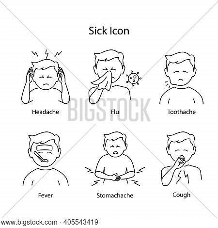 Sick Icon Isolated On White Background. Sick Icon Trendy And Modern Sick Symbol For Logo, Web, App, 