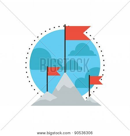 Mountain Peak Flat Line Icon Concept