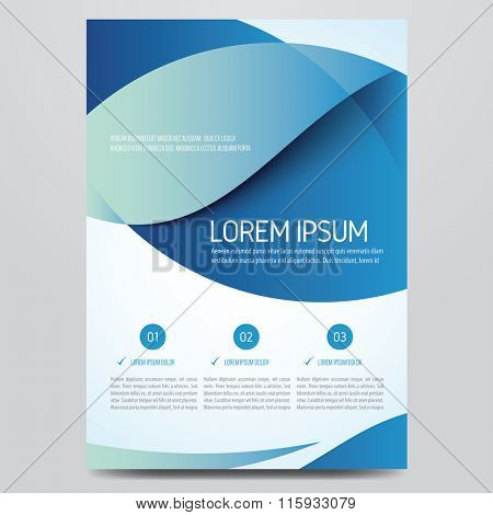 Flyer, brochure, poster, annual report, magazine cover vector template. Modern blue corporate design.
