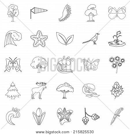 Temperate climate icons set. Outline set of 25 temperate climate vector icons for web isolated on white background