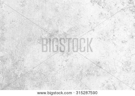 Grunge Concrete Wall At Covered With Gray Cement Old Surface With Crack In Industrial Building, Grea