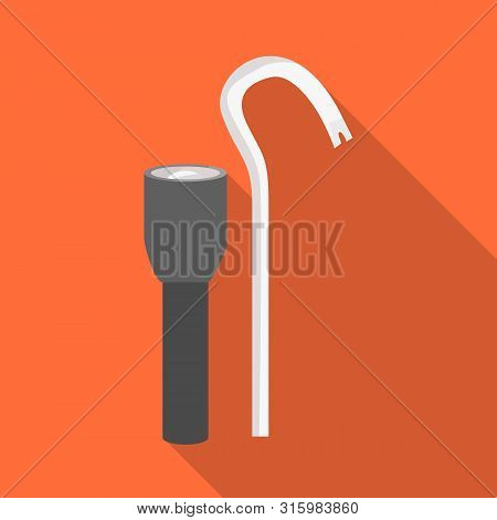 Vector Illustration Of Flashlight And Picklock Logo. Set Of Flashlight And Security Stock Symbol For