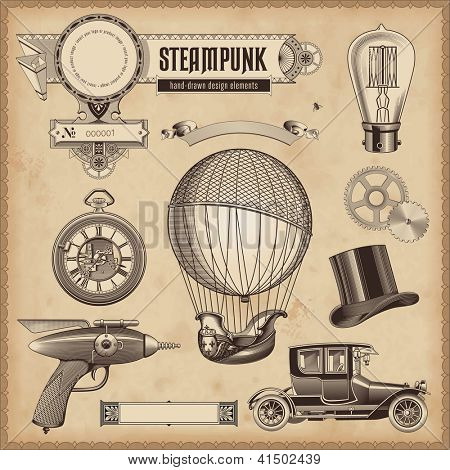 vector set: Steampunk design elements