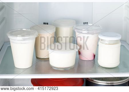 Frozen Dairy Products. Frozen Sour Cream In The Freezer. Frozen Food