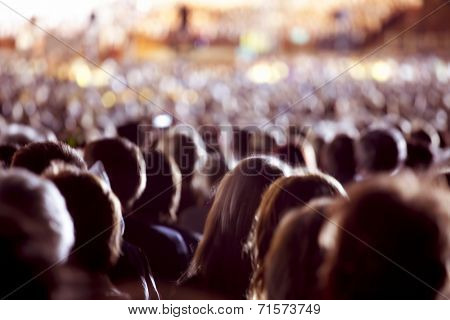 Large crowd of people watching concert or sport event