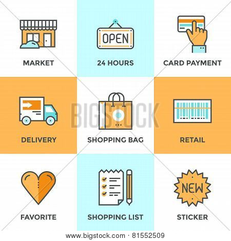 Shopping Services Line Icons Set