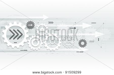 Vector Abstract Futuristic Gear Wheel Engineering On Circuit Board