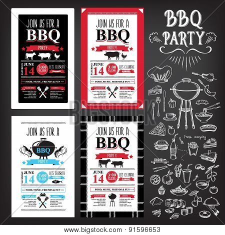 Barbecue Party Invitation. Bbq Template Menu Design. Food Flyer.