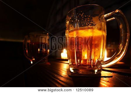 beer in dark room