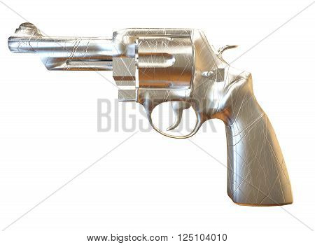 3D illustration abstract of revolver on white background isolated