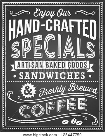 Chalkboard Menu Background - Retro and hand-drawn vintage chalkboard background.  File is layered, and each object is grouped separately for easy editing.  Texture can be removed.