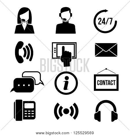 Support, customer service, call center and telemarketing vector icons. Customer support service, call center support, assistant support illustration