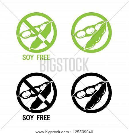 Soy Free Symbol. Vector Illustrations Icon On A White Background. Soy Free Foods. Soy Free Diet. Soy Free Tofu. Soy Free Vegan. Soy Free Formula. Soy Free Recipes. Soy Free Products. Green Food.