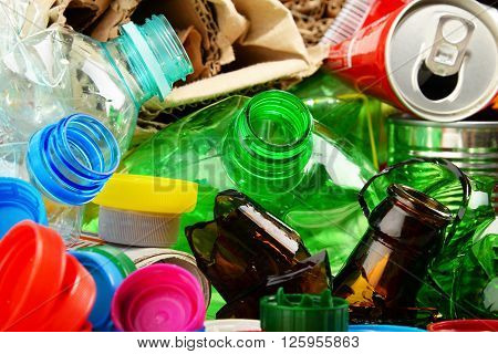 Recyclable Garbage Consisting Of Glass, Plastic, Metal And Paper