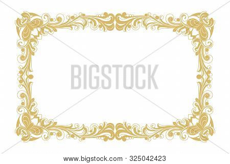 Golden Vintage Ornament Pattern Frame Vector, Border Ornament Pattern Frame, Engraving Ornament Patt