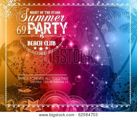 Summer Party Flyer for Music Club events for latin dance.