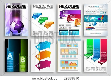 Set of Flyer Design, Web Templates. Brochure Designs, Technology Backgrounds. Mobile Technologies, Infographic ans statistic Concepts and Applications covers.