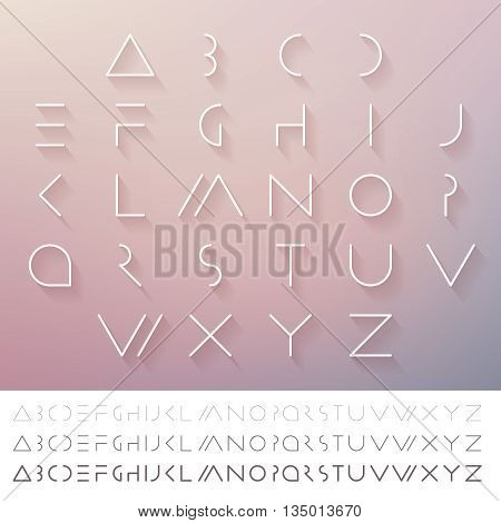 Thin minimal futuristic font. Alphabet set. Elegant light font. Hipster font. Linear geometric latin letters. Light, medium and hard typefaces.