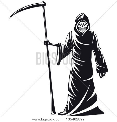 Death sign vector. Death horror, evil scythe death, ghost death  skeleton illustration