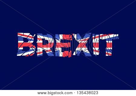 Brexit Text Isolated. Brexit Cracks Text Isolated. United Kingdom Exit From Europe Relative Image. B