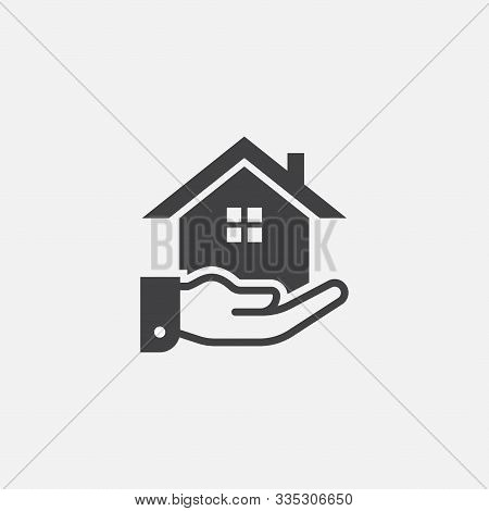 House Or Home Hand Gift Vector Icon, Home And Hand Vector Icon Illustration Sign, Home Gift Simple I