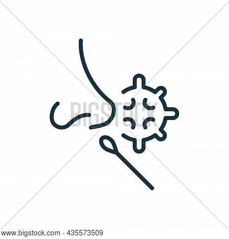 Nasal Analysis Swab For Corona Line Icon. Nasal Swab Test Linear Pictogram. Dna Exam With Nasal Swab