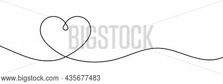 Heart Line Art Drawing Vector Illustration. Continuous One Line Drawing Heart. Abstract Love Symbol.