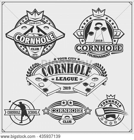 Cornhole Badges, Labels And Design Elements. Sport Club Emblems.