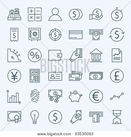 Line Finance Money And Banking Icons Set