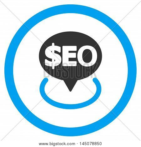 Geotargeting Seo rounded icon. Vector illustration style is flat iconic bicolor symbol, blue and gray colors, white background.