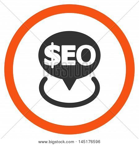 Geotargeting Seo vector bicolor rounded icon. Image style is a flat icon symbol inside a circle, orange and gray colors, white background.