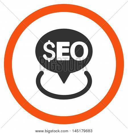 Seo Geotargeting vector bicolor rounded icon. Image style is a flat icon symbol inside a circle, orange and gray colors, white background.