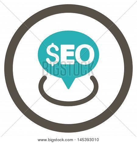 Seo Geotargeting rounded icon. Vector illustration style is flat iconic bicolor symbol, grey and cyan colors, white background.