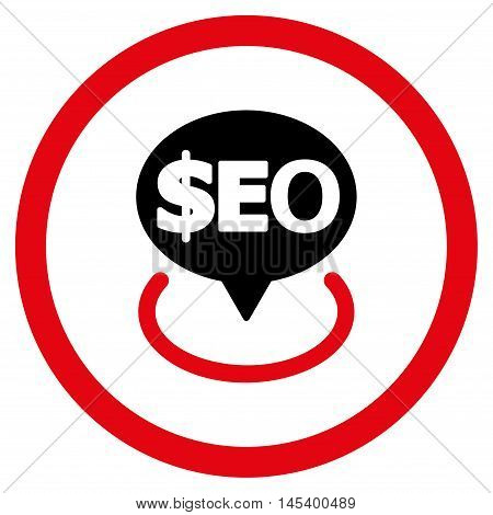 Geotargeting Seo rounded icon. Vector illustration style is flat iconic bicolor symbol, intensive red and black colors, white background.