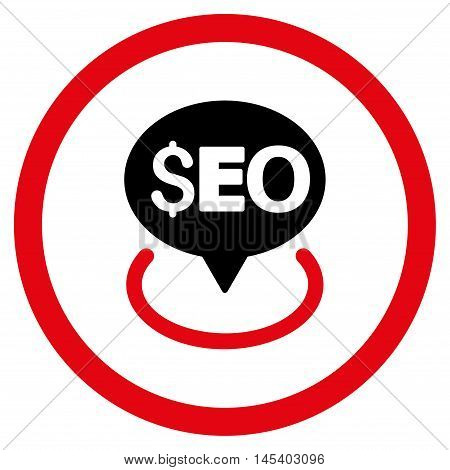 Seo Geotargeting rounded icon. Vector illustration style is flat iconic bicolor symbol, intensive red and black colors, white background.